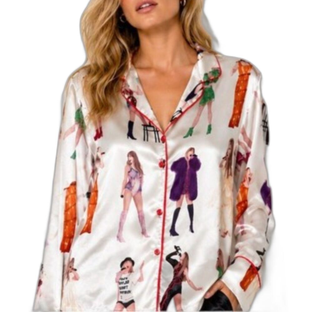 Taylor Swift Sheshow Women's XXL Pajama PJ Top Intimate Shirt Button Blouse